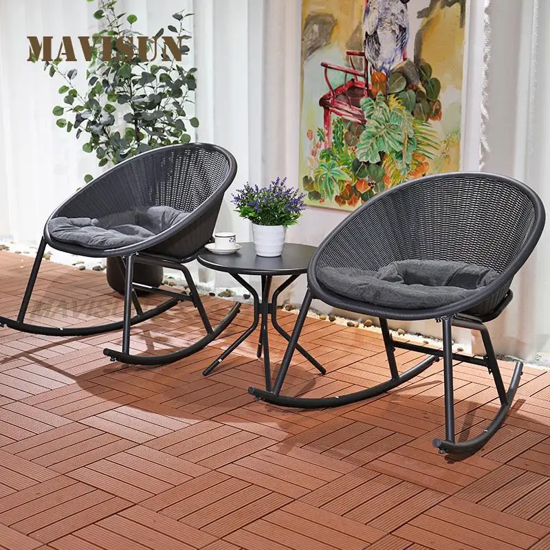 Lounger For Single Person Iron Plastic Chair Environmental Protection Material Garden Patio Terrace Furniture Set