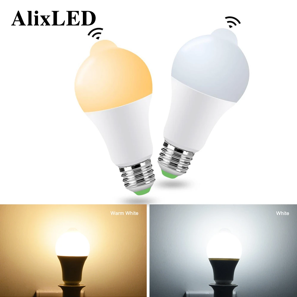 

AliexLED Smart PIR Motion Sensor light E27 LED Bulb Night lamp AC85-220V for Home Kitchen Closet Hallway Corridor lighting