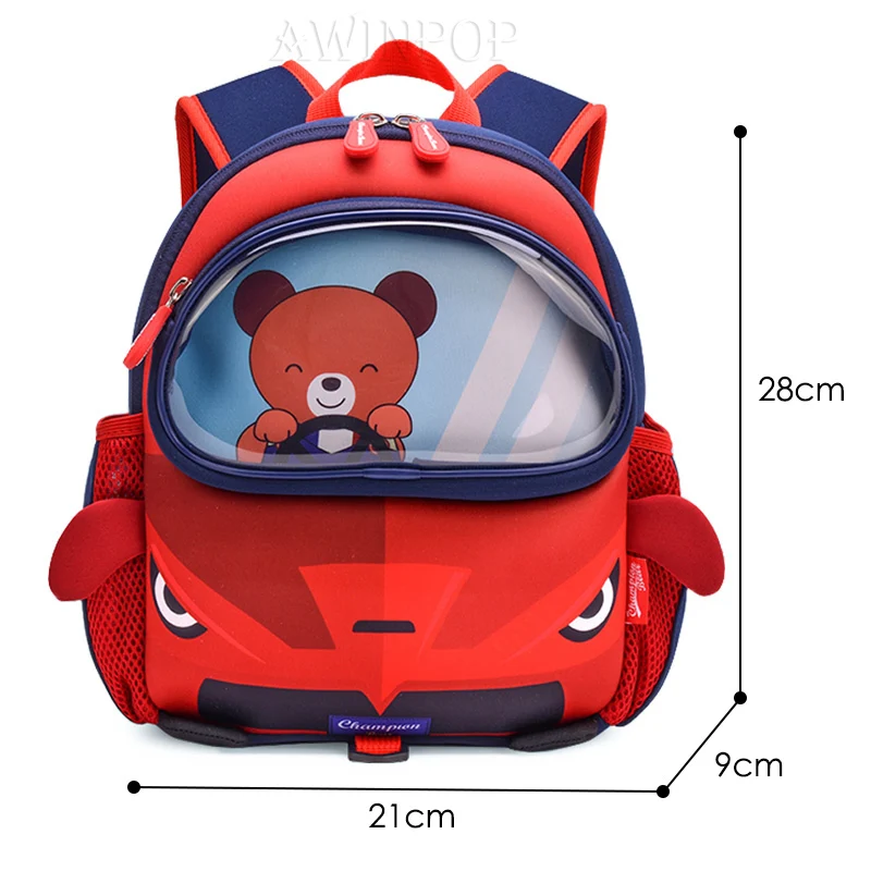 Креативная детская школьная сумка с 3D динозавром для мальчиков, Детский рюкзак для девочек 2-6 лет, рюкзак для малышей, детский школьный рюкзак - Цвет: red car