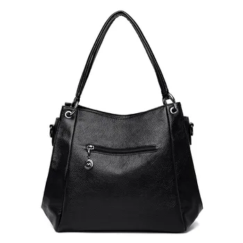 

Quality Black Women Handbag Female Shoulder Bags Large Capacity good Genuine Cow Leather Casual Totes Bag Big Ladies Bucket Bags