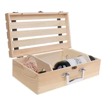 

Vintage Wood Red Wine Bottle Box Carrier Crate Case Storage Carrying Display Holder Birthday Party Christmas Gift
