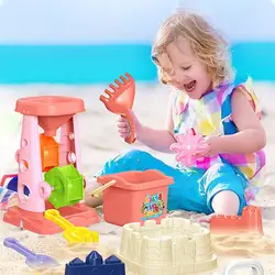 Jouets de plage pour enfants, ensemble de bac à sable en forme d'animal mignon, moule, chariot, camion de décharge, sablier, jouets de natation pour enfants 