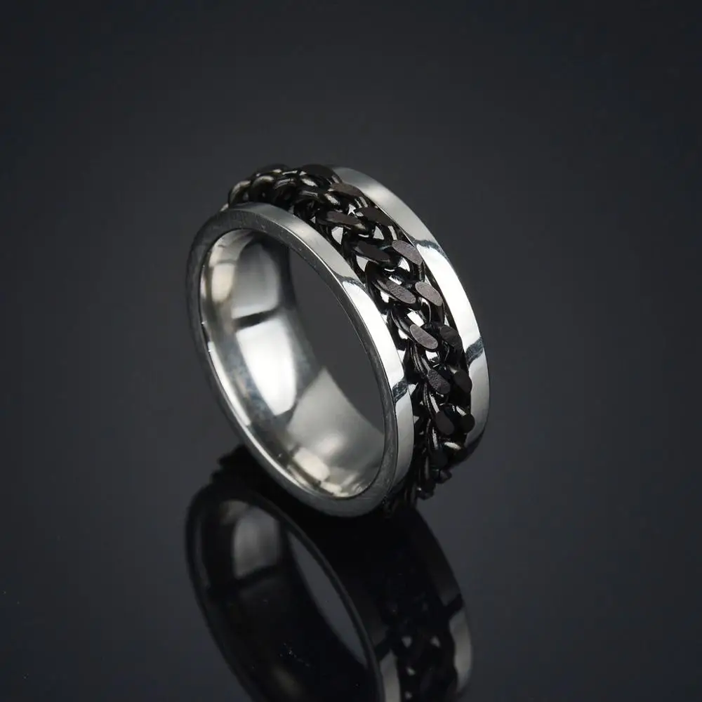 Punk Titanium Steel Roman Numeral Twist Chain Rings 6/8mm for Men