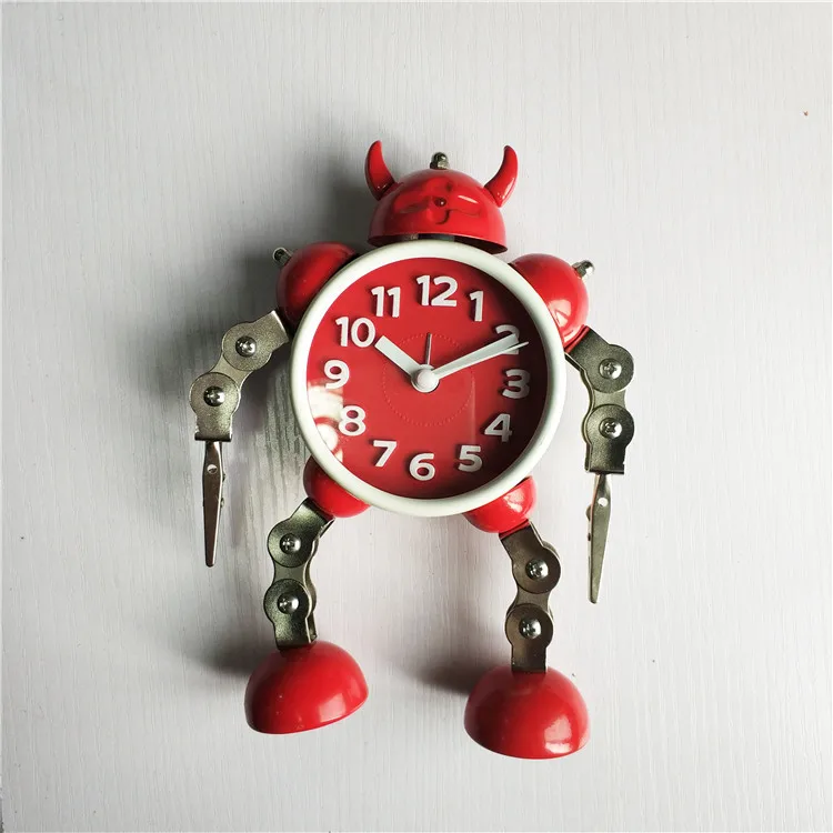 Creative Mute Electronics Mute Robot Alarm Clock Children Metal Digita Training Clocks