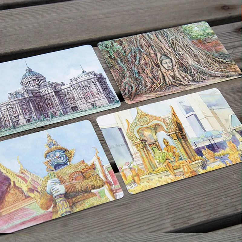 10sheets/SET A dream of Thailand hand-painted Postcard /Greeting Card/Wish Card/Christmas and New Year gifts Postcards | Канцтовары для