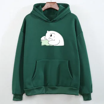 

Sweet Sweatshirt for Women Clothing Cute Womens Hoodies Elegant Kawaii Ladies Clothes Women's Polerones Bear Printed Pocket