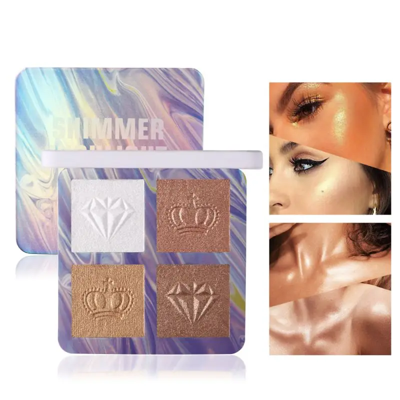 

4 Colors Highlighter Illuminator Makeup Glow Kit Face Brightener Contouring Liquid Highlighter Powder Palette Bronzer High Gloss