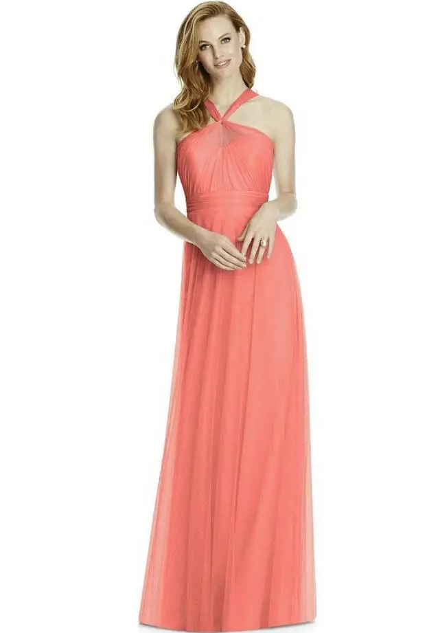 picture color Vestidos dama de honor largos2019 Тюль Висячие шеи Короткие персик темно-синий, бордовый Румяна розовое платье подружки невесты - Цвет: picture color