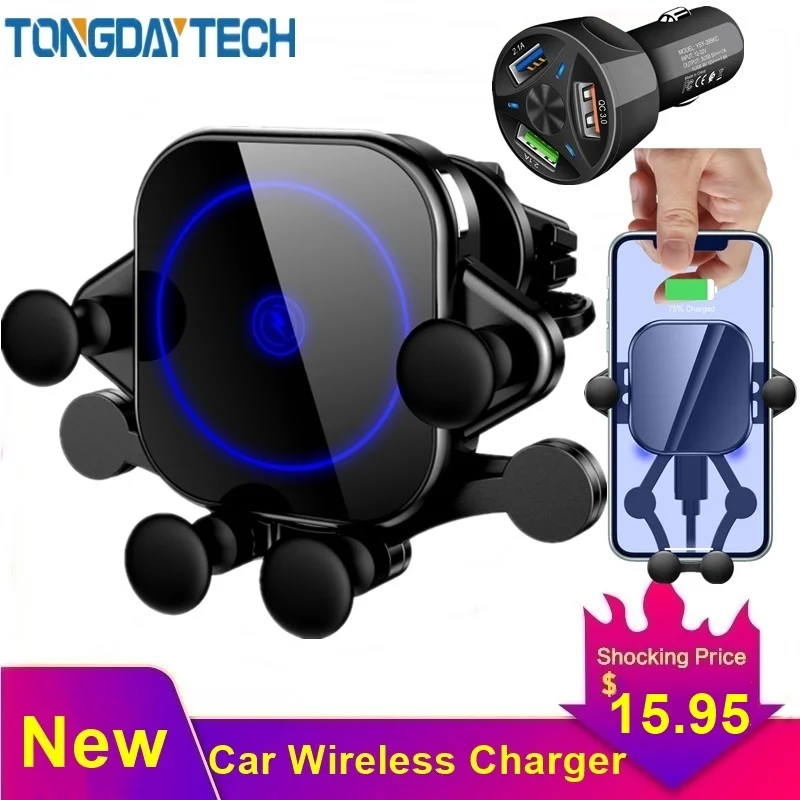 Tongdaytech 15 Вт автомобильное беспроводное зарядное устройство Qi для iPhone 8 X XS 11 Pro Max