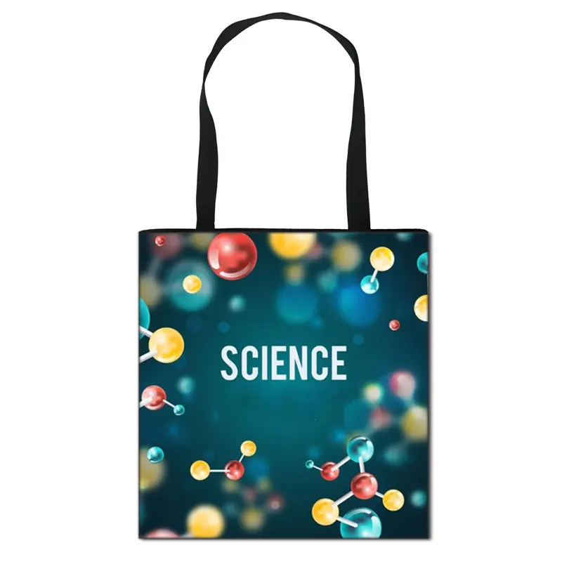 Cute Math Physics Formula Shoulder Bag Science Experiment Handbag Girls Canvas Totes Bag Women Large Capacity Shopping Bags 