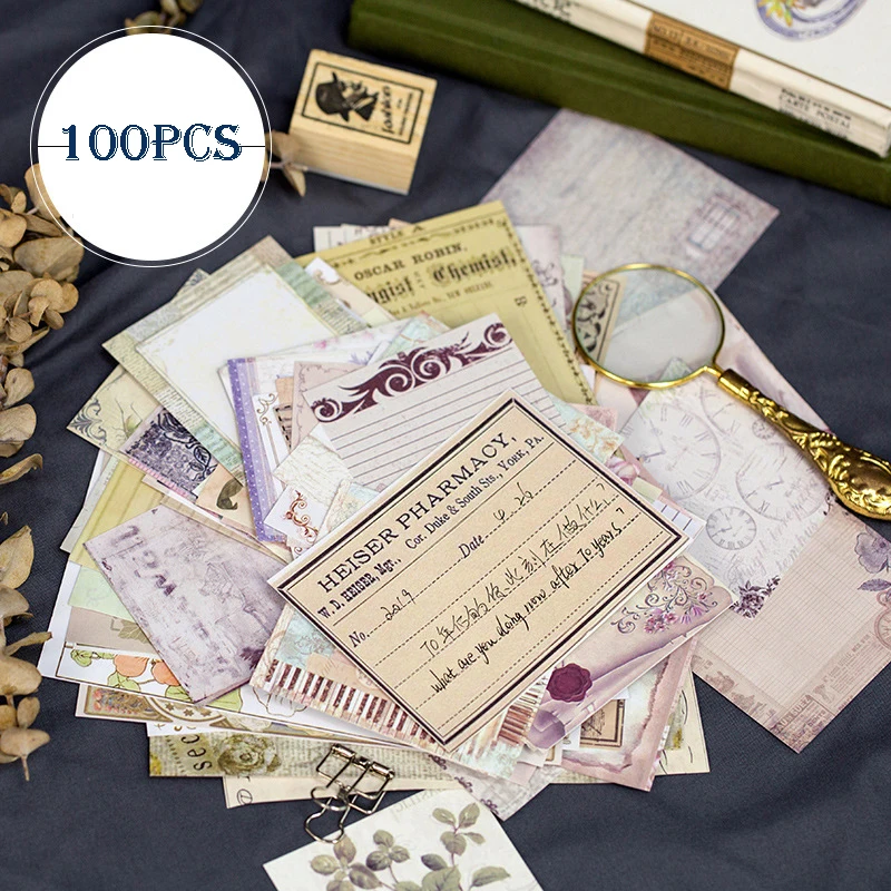 

100pcs Note Paper Creative Fresh Retro Message Paper Word Memo Notepad Memo Sheets To Do List Hand Account Accessories