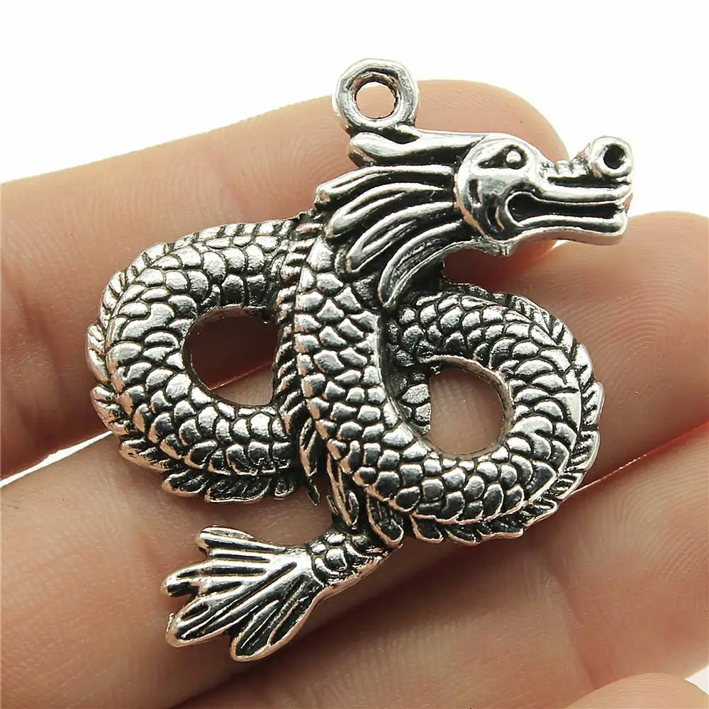  50pcs 37x32mm Chinese Dragon Charms for Jewelry Making