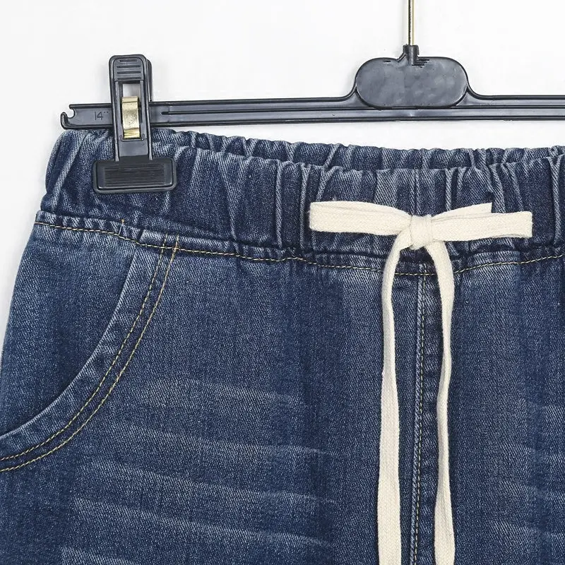 Женские рваные джинсы размера плюс 5XL 5XL, свободные джинсы с высокой талией на шнуровке, винтажные повседневные штаны-шаровары, женские джинсы C3557