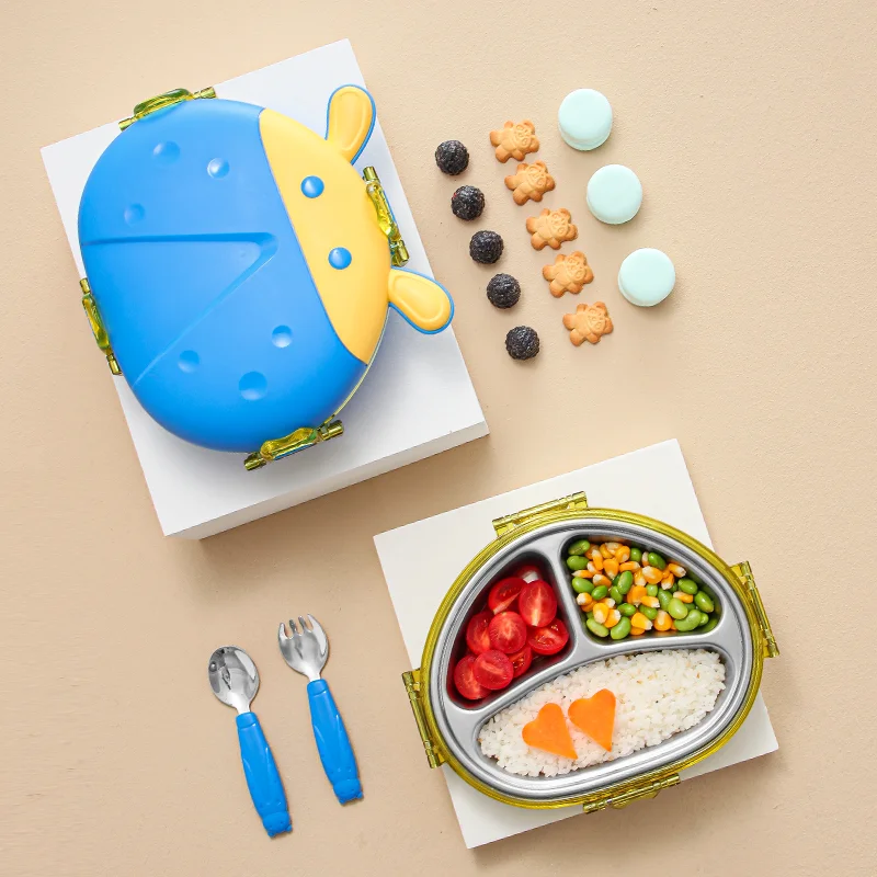 

Cartoon Ladybug 360ml 3 Compartments Lunch Box For Children Kids School Student Food Storage Box Bento Lunchbox