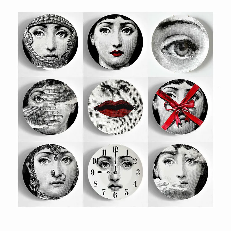 

Piero Fornasetti Art Decorative Collector Plate Wall Decor Hanging China Plates Vintage Home Background Chic Dish 8 Inch