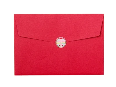envelope Красный китайский традиционный свадебный пригласительный открытка с тематика "Счастье для двоих" Лазерная резка свадебные приглашения открытка на заказ - Цвет: envelope