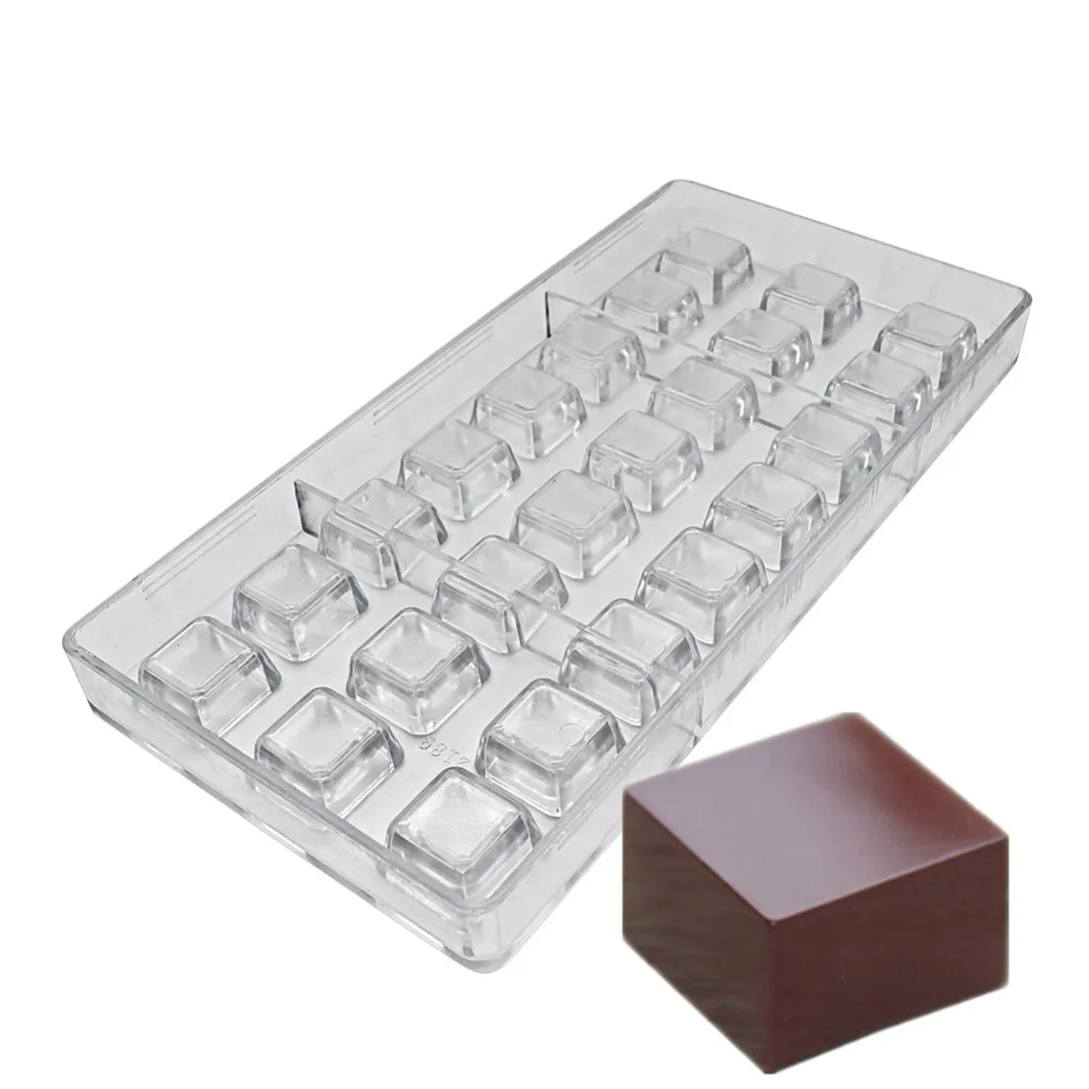 Поликарбонатная квадратная форма для шоколада, конфет, 24 Отверстия, для шоколада, сделай сам, пудинг, формы для льда, для торта, маффинов, инструменты для выпечки