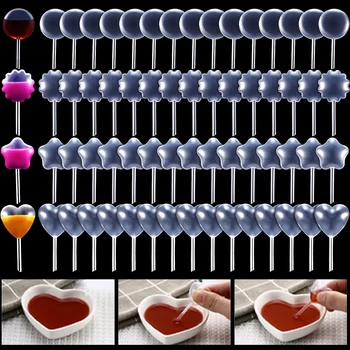 

50Pcs/Package Plastic Dropper Cake Shop Baking Shop Special Squeeze Dropper Heart-Shaped Straw Jam Syringe