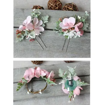 

Men Women Bridal Wedding Corsage Boutonniere Hair Clip Stick Artificial Flower Fabric Leaves Beaded Prom Party Home Decoration