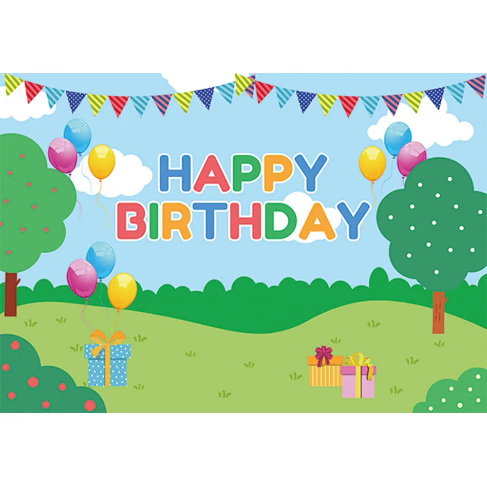 Background Birthday Party Child Baby Shower Houses Gift Cartoon