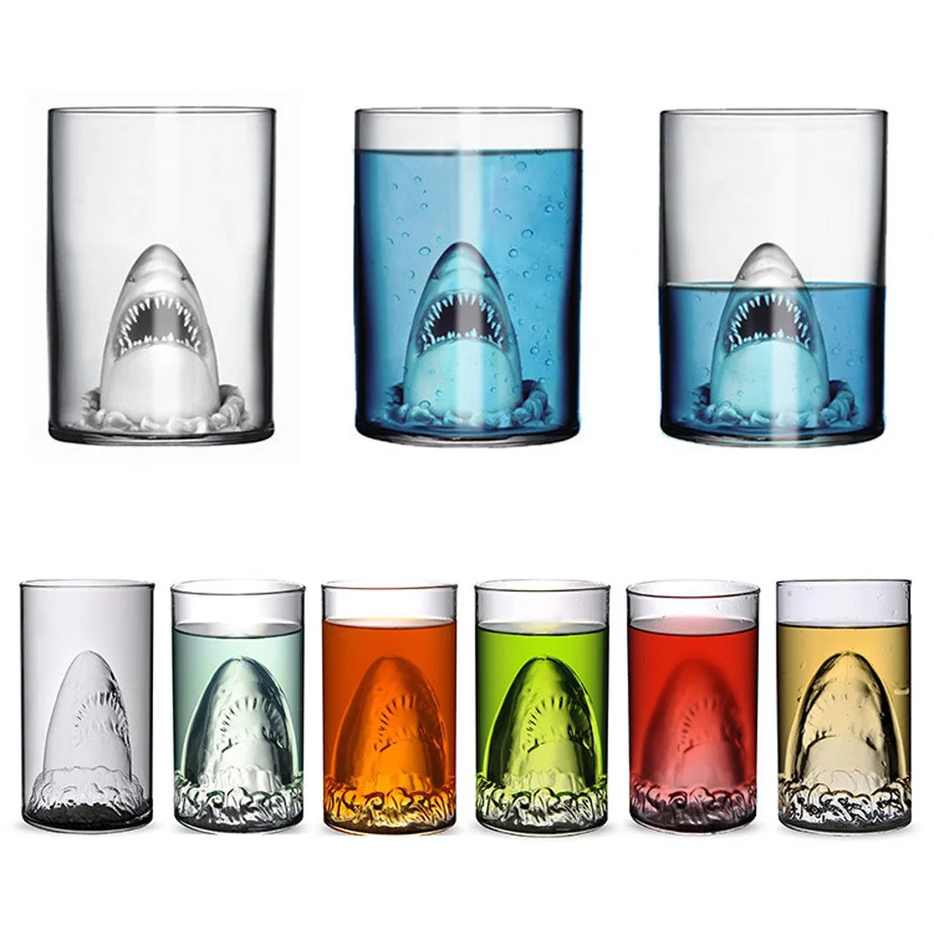 Индивидуальная креативная трещиностойкая, прозрачная и странная Акула Спирит чашка ночной магазин пивная чашка двухслойная Высокая боросиликатная Gla
