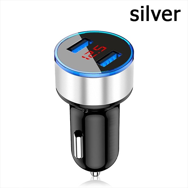 LED Display Dual USB Car Charger Universal Mobile Phone Aluminum Car-Charger for Huawei Xiaomi Samsung iPhone 11 Pro Max
