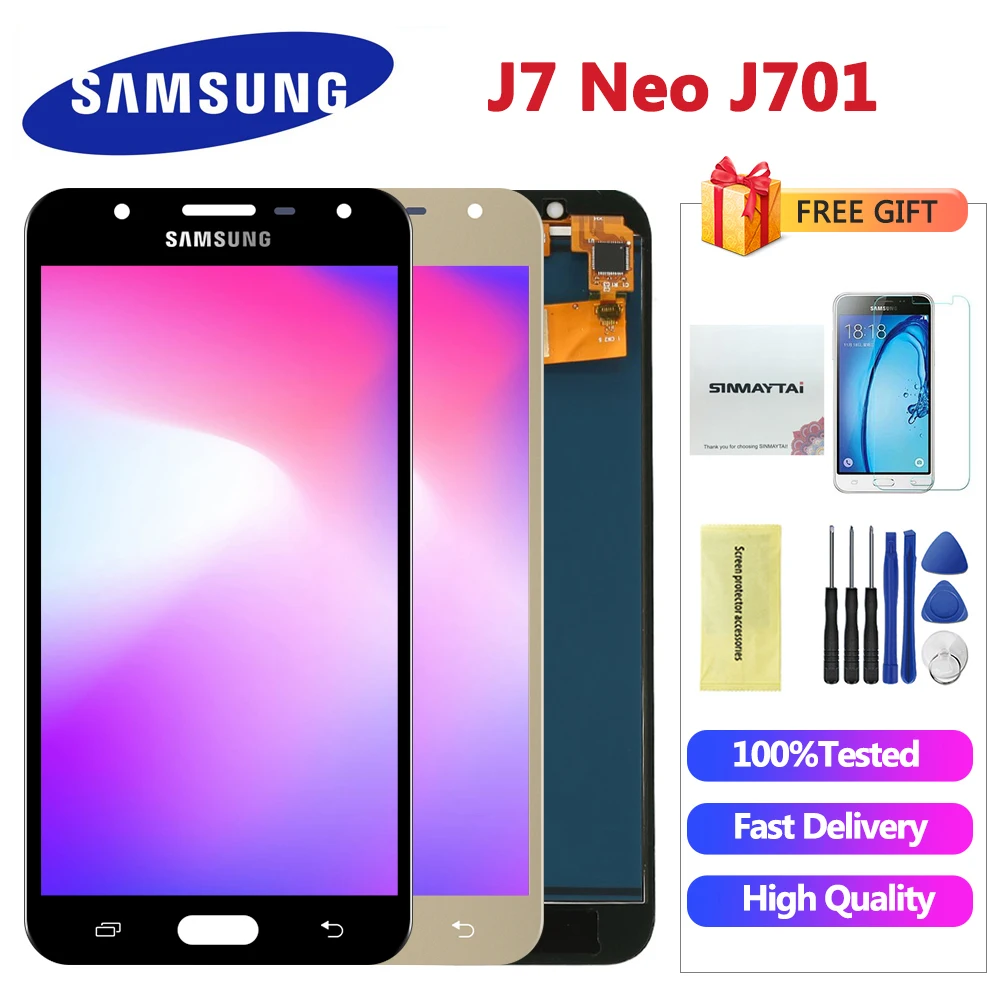 ЖК дисплей 5 дюйма для SAMSUNG Galaxy J7 Neo J701 J701F J701M J701MT сенсорный экран в сборе запасные