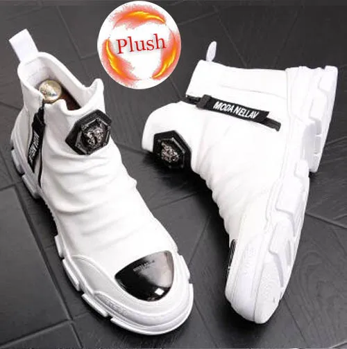 with plush Мужская зимняя обувь из натуральной кожи; Botas Masculina; зимняя теплая обувь; Zapatos De Hombre; 2#10/20f50 - Цвет: with plush