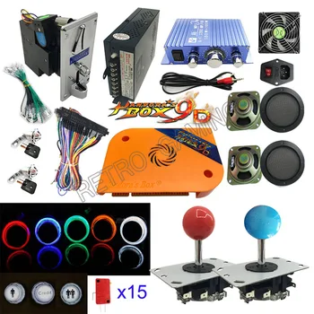 

New Pandora Box 9D full kit 2222 in 1 arcade jamma game board LED button coin acceptor for DIY coin operate video games machine
