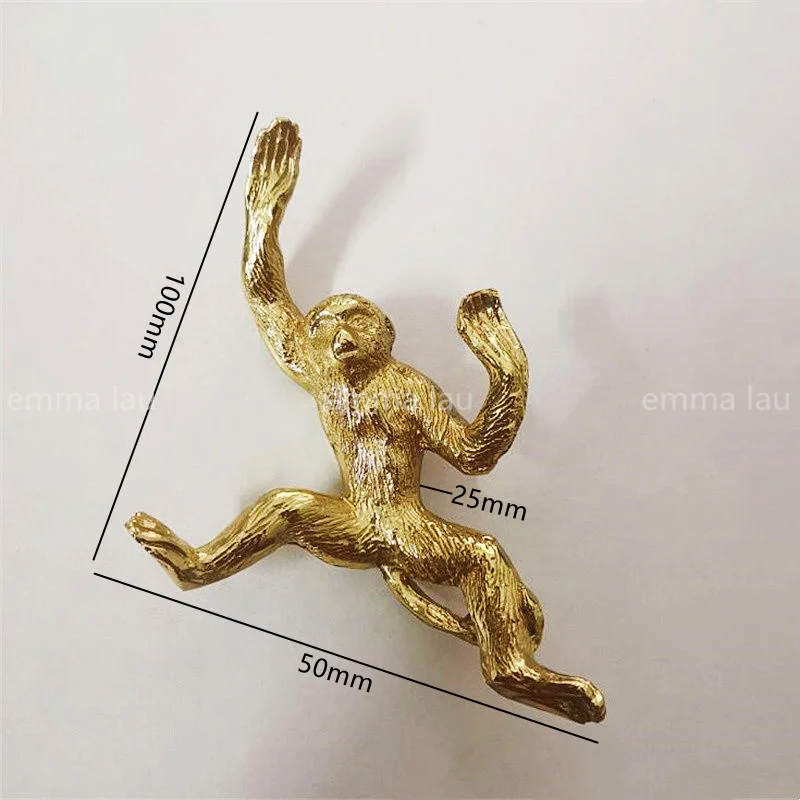 Solid Brass Furniture Handle Door Knobs Animal Monkey Fish Shape Single Hole Handles for Cabinet Kitchen Cupboard Drawer Pulls