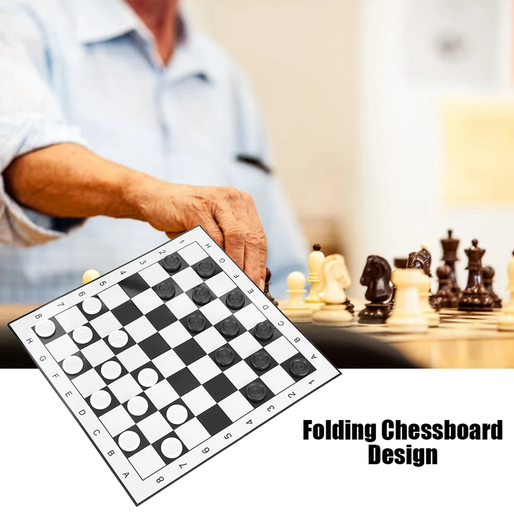 Portable Plastic International Checkers Folding Board Chess Game for Party Family Activities Board Game Competition Toy