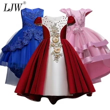 В году, распродажа. Элегантное свадебное платье с цветочным рисунком для девочек принцесса, вечернее, торжественное, длинное, без рукавов, кружево, тюль, от 2 до 14 лет