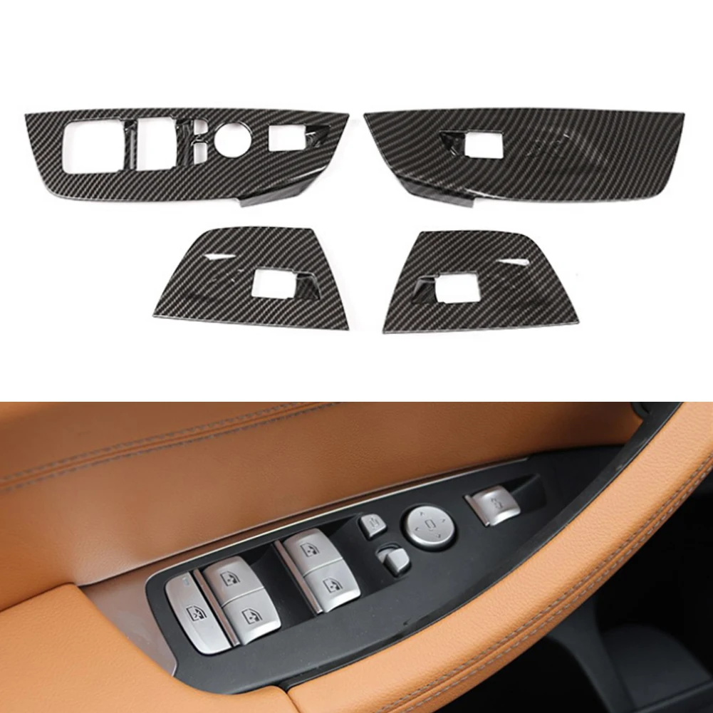 For BMW X3 X4 G01 G02-Inner Door Window Switch Carbon Fiber Look Trim Cover LHD