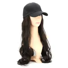 Большой Волнистый черно-коричневый длинный рулон парик приспособленный для женщин бейсбольная кепка s Девушки Хлопок Солнцезащитный козырек с волосами Регулируемая Кость модная кепка