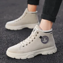 Ботинки «мартенс» мужские обувь, плотно сидящая на ноге мужские туфли высокого для того, чтобы помочь в британском стиле для мужчин; теплые сапожки; туфли из хлопка с плюшевой подкладкой зимняя куртка для мотогонок