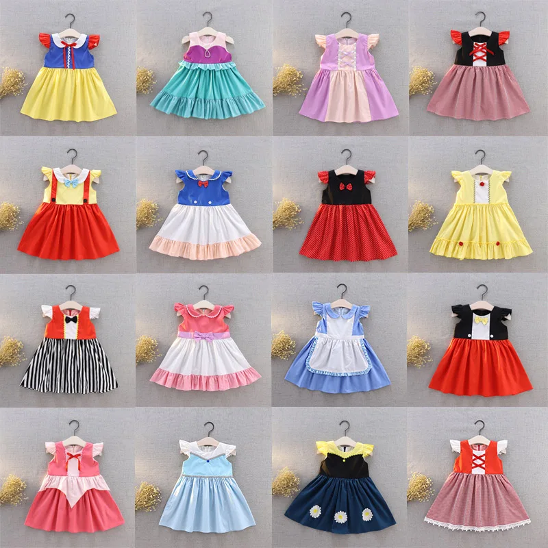 Маскарадные платья принцессы для девочек 2, 3, 4, 5, 6 лет, Детский карнавальный костюм Минни и Эльзы, летнее платье Белоснежки, девушка-Рапунцель