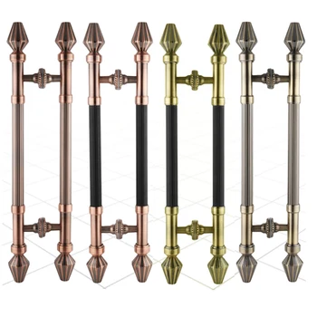 

1pair Antique glass door handle bronze stainless steel long handles classical texture gate/door hardware pulls for store/hotel