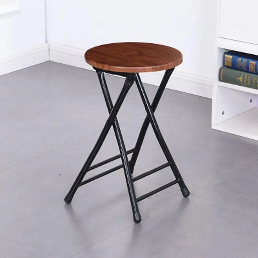 

Portable Folding Chair Metal + Density Board Round Stool for Home Balcony Dormitory Adults