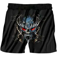 Страшные шорты с металлическим черепом, забавные пляжные повседневные шорты с 3D принтом, мужские/женские шорты-бермуды, летние шорты для фитнеса и пары