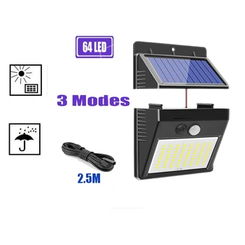 

64/30 leds Solar Panel Powered LED PIR Motion Sensor Lamp Night Light Waterproof Outdoor Garden Wall Street Security Lights opti