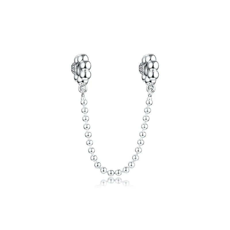 

Sterling Silver Jewelry Beads and Pave Safety Chain Charm Fits Snake Chain Bracelets For Woman Fashion Beads For Jewelry Making