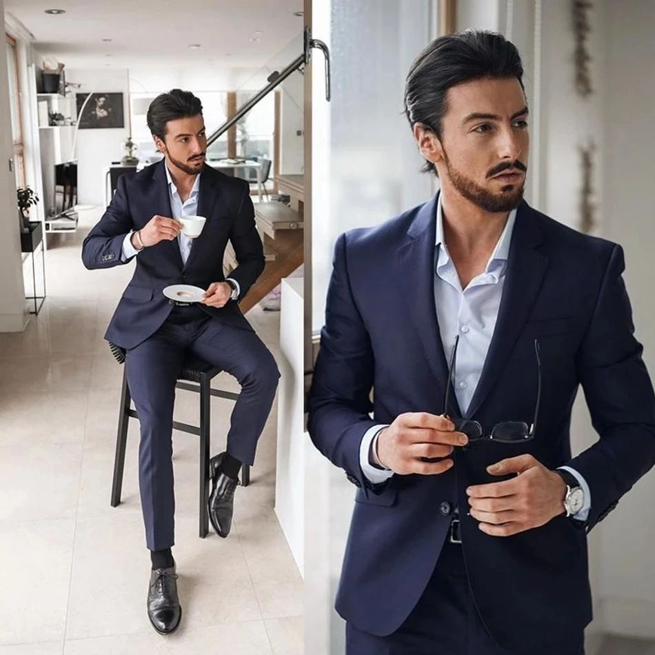 visit curve Play sports 2022 Navy Blue Mens Suits Groom Tuxedos Groom Men Wedding Party Dinner Suit  Terno Masculino Latest Designs Best Man Clohting - Suits - AliExpress