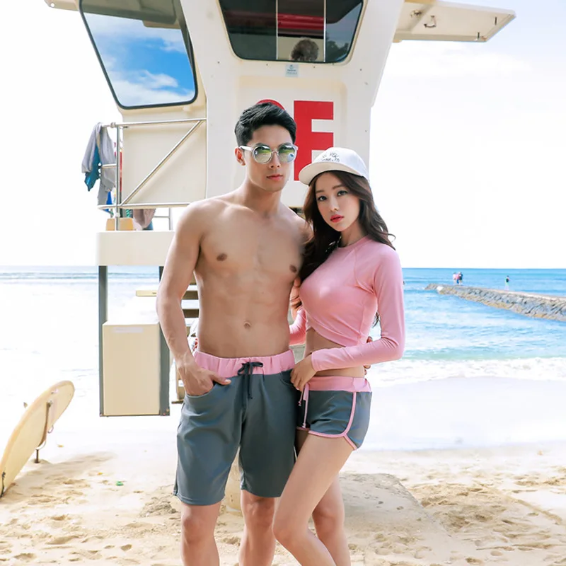 

South Korea Sports Long-sleeved Swimsuit Women's Conservative Boxer Slimming Small Bust Gathering Split Type Bikini Hot Springs