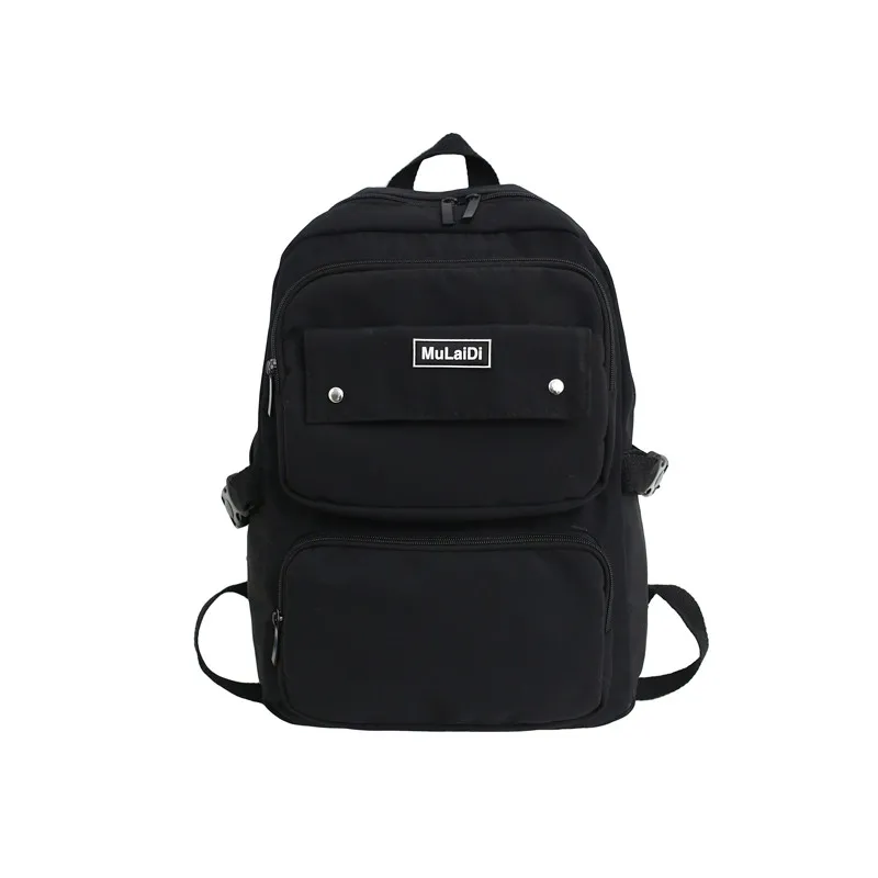 Модный женский рюкзак для школьников-подростков, женская сумка для книг, рюкзак для девочек-подростков, одноцветная школьная сумка, дорожная сумка - Цвет: Black