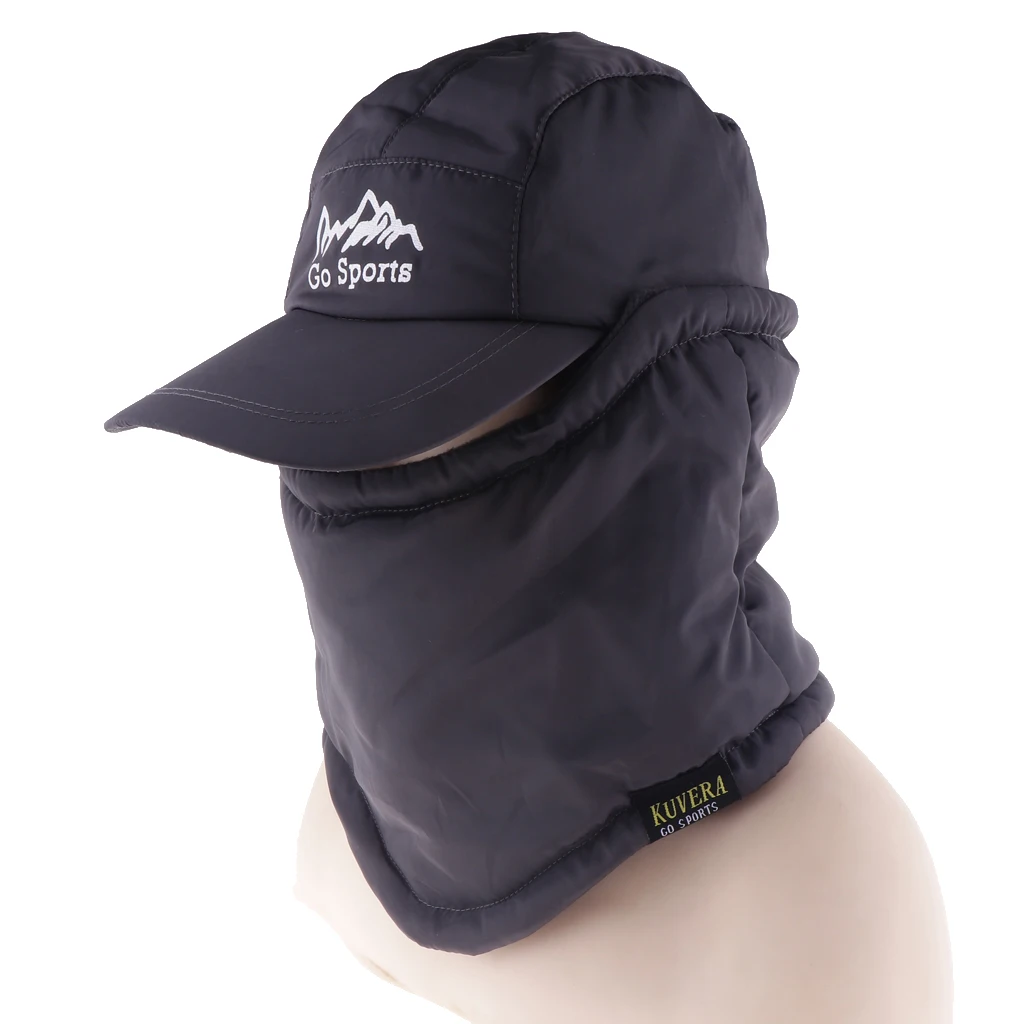 2-in-1Unisex Thermal Thick Fleece Winter Baseball Hat Scarf Set Warm Peaked Cap Neck Cover