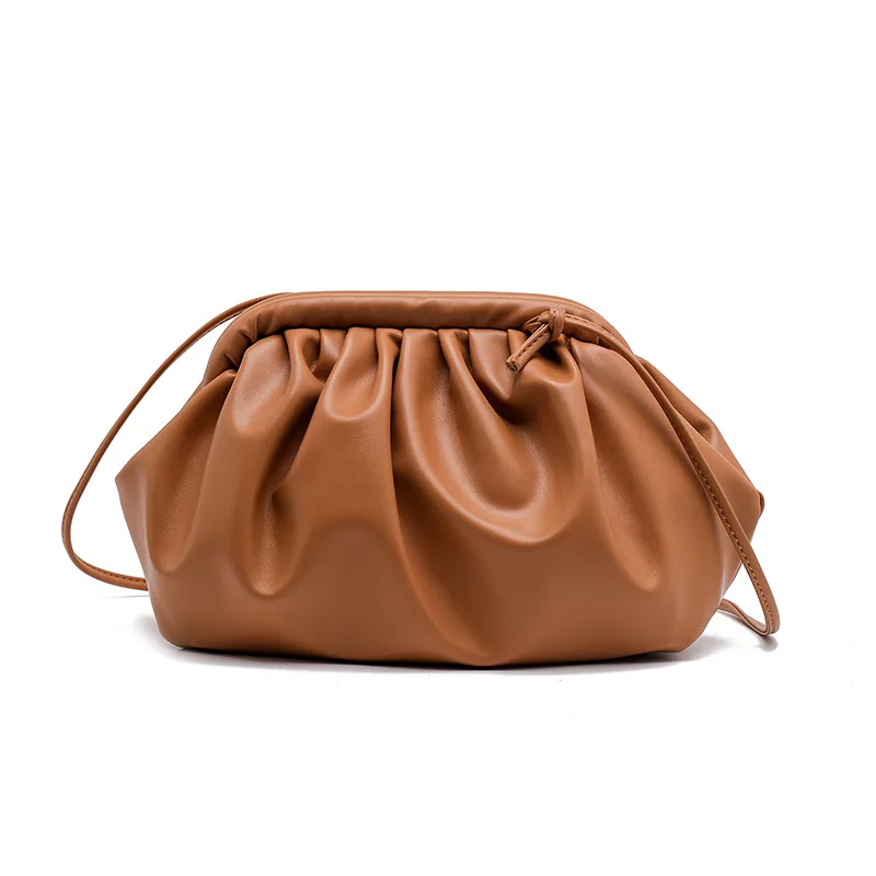 Хай-стрит мягкое облако сумка литая застежка клатч женская роскошная сумка хорошего качества Дизайнерские пельменей Кошелек вечерние сумки - Цвет: Brown