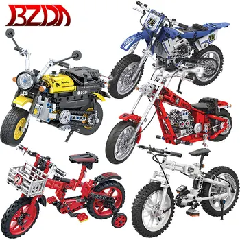 

BZDA City Technic Car Building Blocks Mini Monkey Off-Road Cruising Motorbike Folding Red Bicycle Bricks Kids Toys Boy Girl Gift