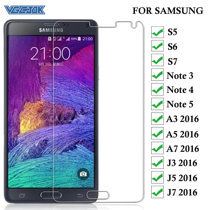

9H Tempered Glass For Samsung Galaxy J3 J5 J7 A3 A5 A7 2016 Protective Glass For Samsung Note 3 4 5 S6 S7 Screen Protector Film
