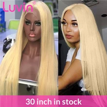 Прямые 13x4 кружевные передние 8-28 30 дюймов Remy человеческие волосы парики HD прозрачные 613 блонд бесклеевой фронтальный парик предварительно выщипанные Детские волосы