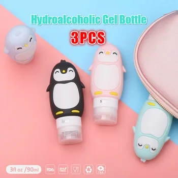 

3pcs Travel Outdoor Silicone Filling Bottle Cute Cartoon Bottle Mini Gel Bottle Adult's Children's Hydroalcoholic Gel Bottle